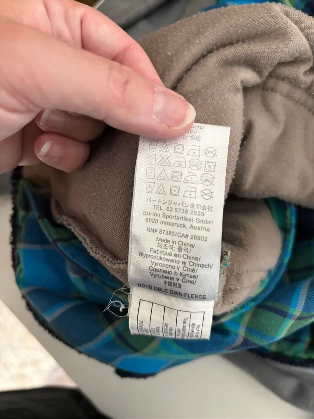 Burton Double Down Fleece Boys Plaid Jacket XL Hoodie